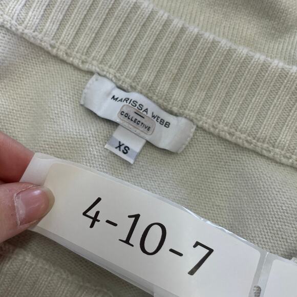 Marissa Webb Sweater Womens X Small White Asymmetric Knit Puff Sleeve Wool Blend - Picture 4 of 8